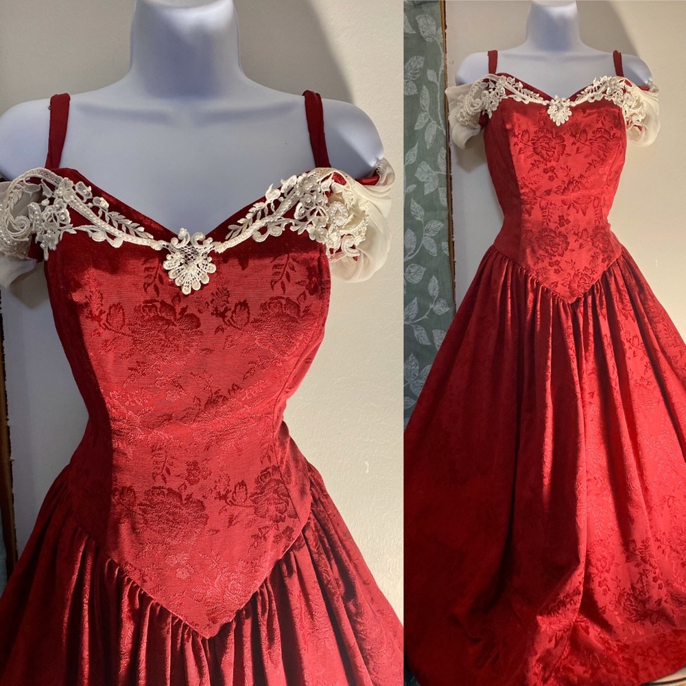 80s Off Shoulder Corset Ball/Prom Dress